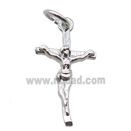 copper Jesus Cross pendant, platinum plated