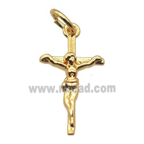 copper Jesus Cross pendant, gold plated