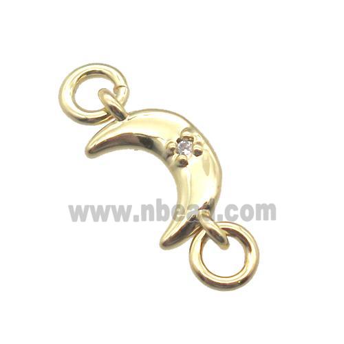 copper moon connector paved zircon, gold plated