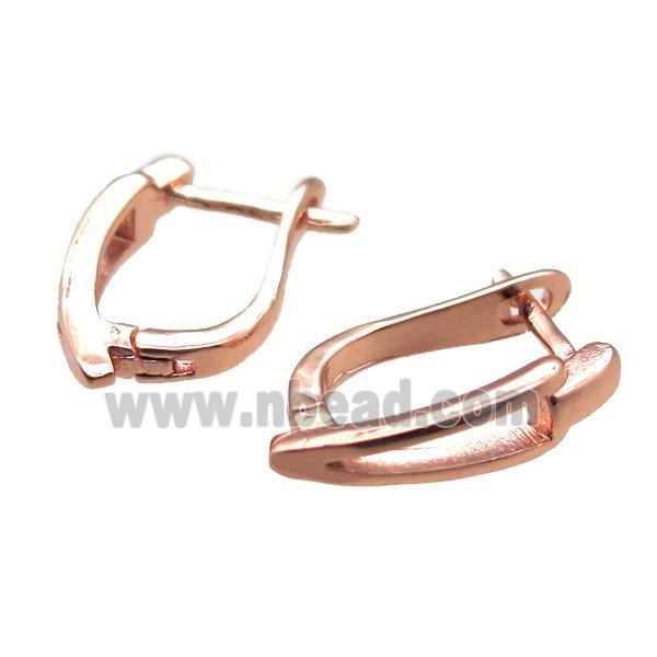 copper Latchback Earrings, rose golden