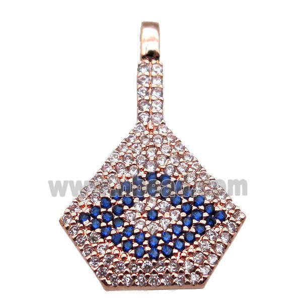 copper fan pendant paved zircon, rose gold