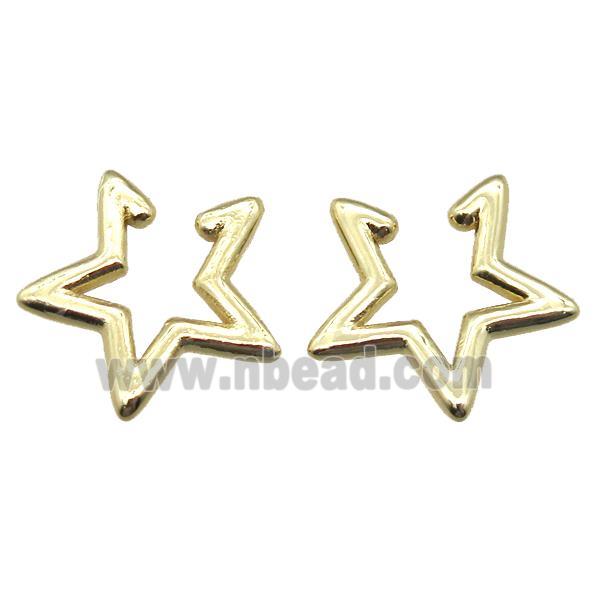 copper clip earring, star, gold plated
