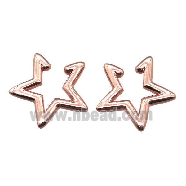 copper clip earring, star, rose gold