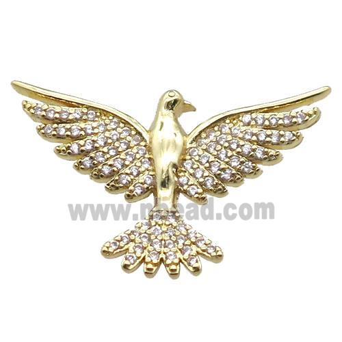 copper hawk pendant paved zircon, gold plated