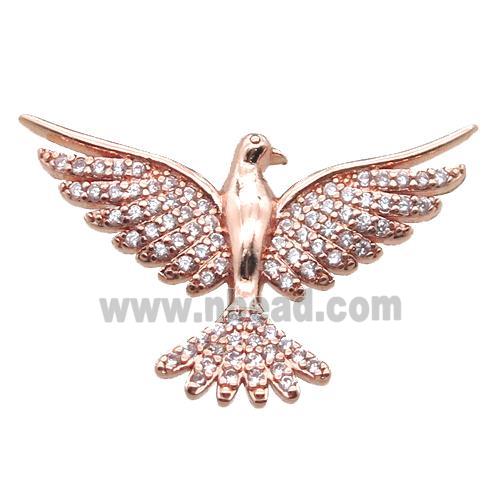 copper hawk pendant paved zircon, rose gold