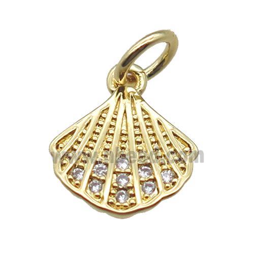 copper shelled pendant paved zircon, gold plated