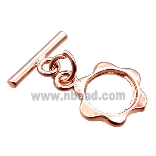 copper toggle clasp, flower, rose gold
