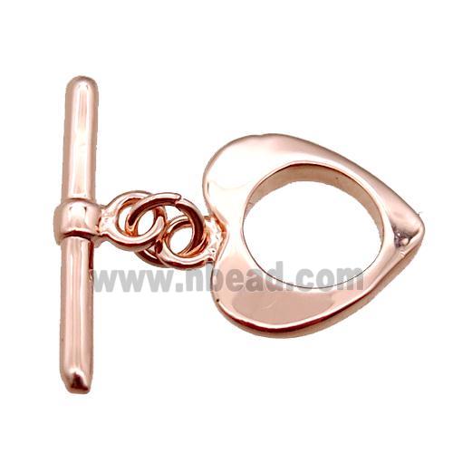 copper toggle clasp, heart, rose gold