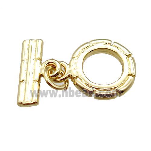 copper toggle clasp, circle, gold plated