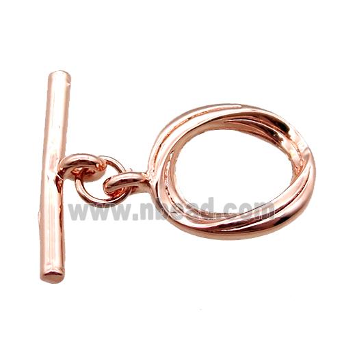copper toggle clasp, oval, rose gold