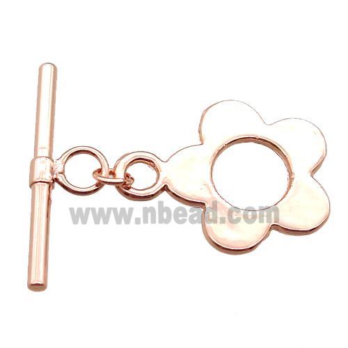 copper toggle clasp, flower, rose gold