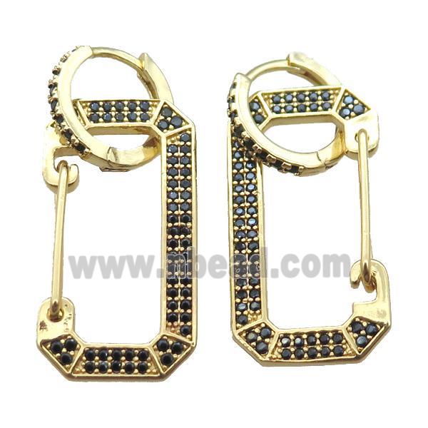 copper hoop Earrings pave zircon, gold plated
