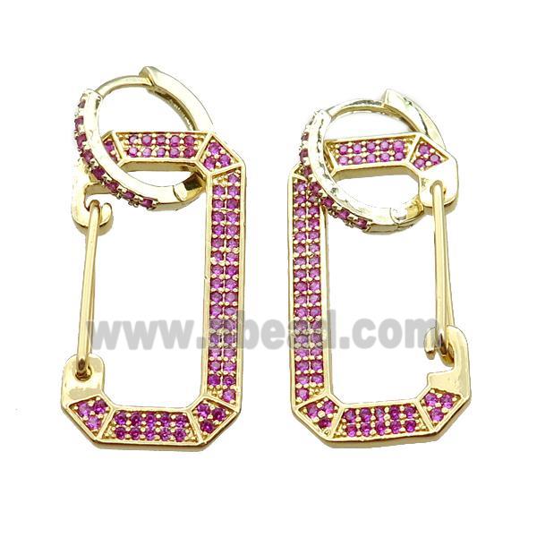 copper hoop Earrings pave zircon, gold plated
