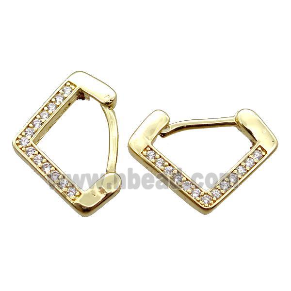 copper Latchback Earrings pave zircon, gold plated