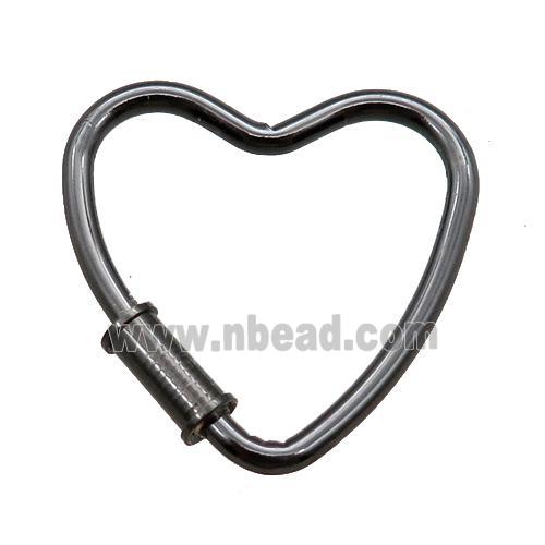copper heart carabiner lock pendant, screw, black plated