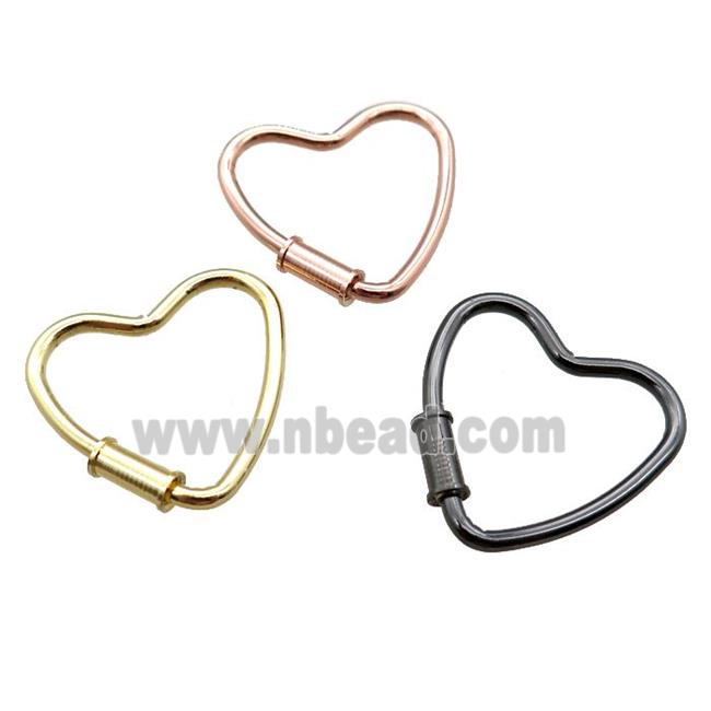 copper heart carabiner lock pendant, screw, mixed color