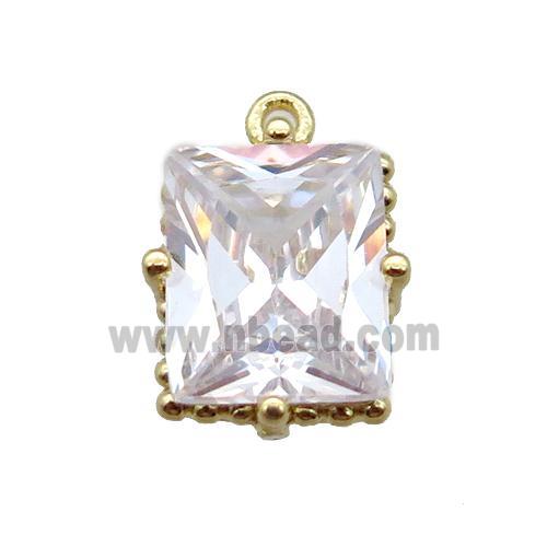 copper pendant paved zircon, rectangle, gold plated