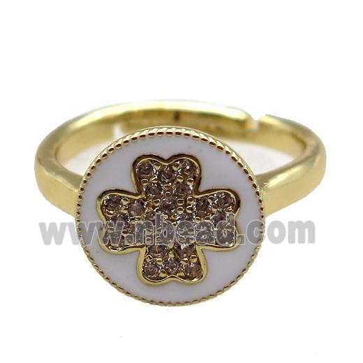 copper Ring pave zircon, enameling, gold plated