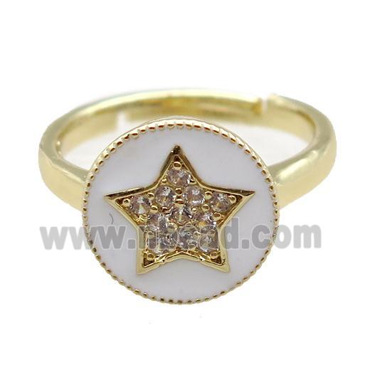 copper Ring pave zircon, enameling, gold plated