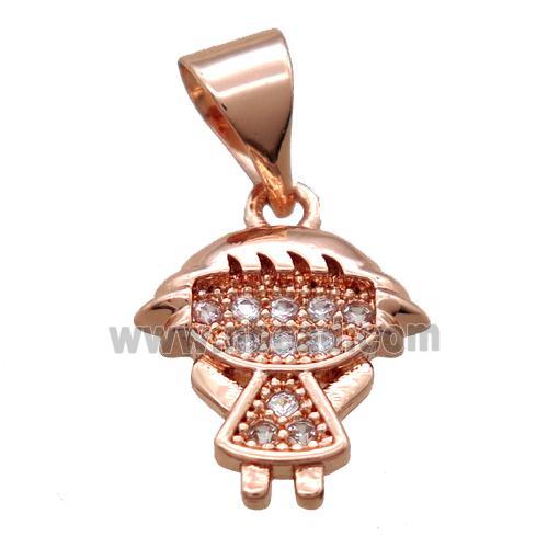 copper kid pendant paved zircon, rose gold