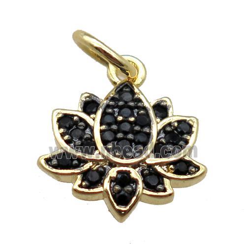 copper lotus pendant paved zircon, gold plated