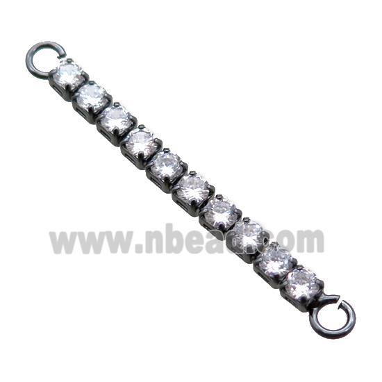 copper stick connector paved zircon, black gunmetal plated