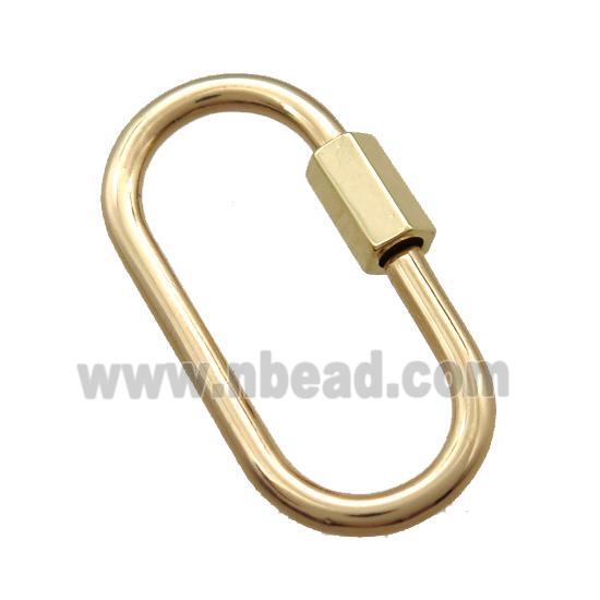 copper carabiner lock pendant, screw, gold plated