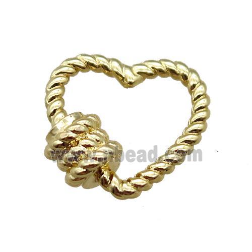 copper heart carabiner lock pendant, screw, gold plated