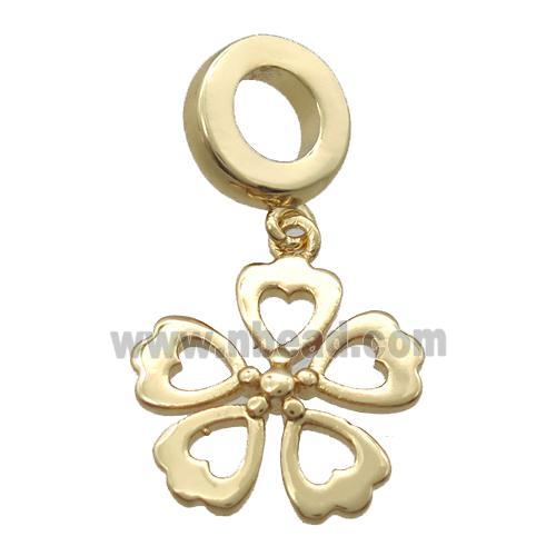 copper clover pendant, gold plated
