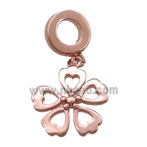 copper clover pendant, rose gold
