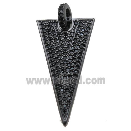 copper triangle pendant paved zircon, black plated