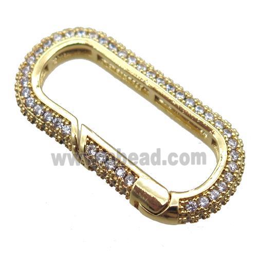 copper carabiner lock pendant with zircon, gold plated