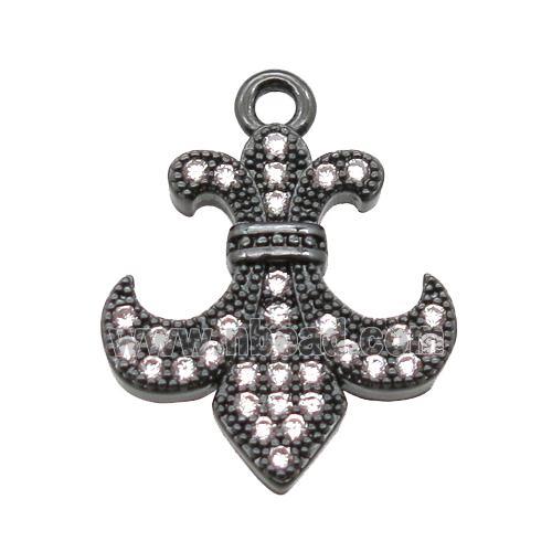 copper anchor pendant pave zircon, black plated