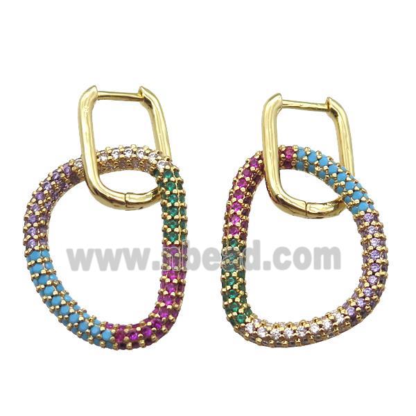 copper Latchback Earrings paved zircon, gold plated