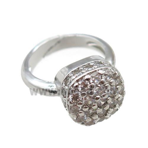 copper Rings pave zircon, Resizable, platinum plated