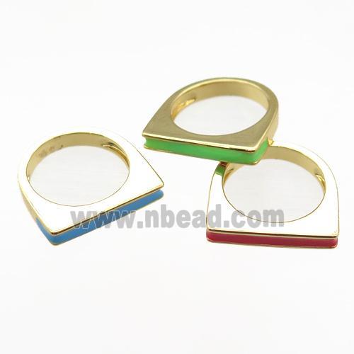 copper Rings with Enameling, mixed, gold plated