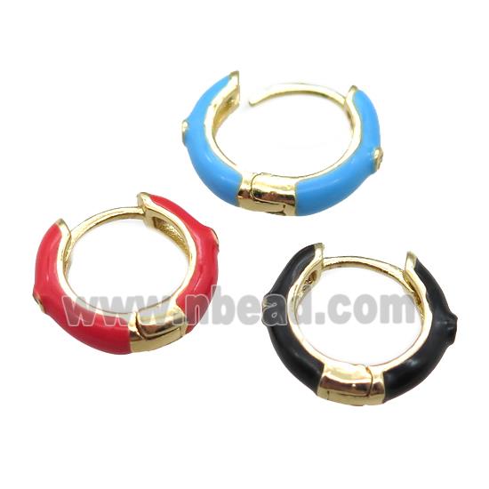copper hoop Earrings with Enameling, mixed, gold plated