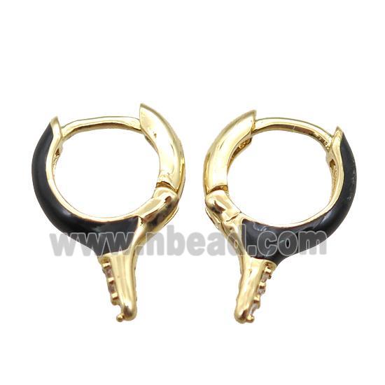 copper hoop Earrings with black Enameling, gold plated