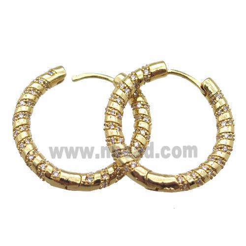 copper hoop earring pave zircon, gold plated