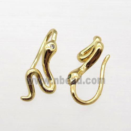 copper hook Earrings pave zircon, gold plated