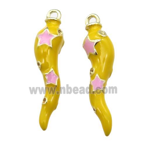 copper capsicum pendant with yellow Enameling, gold plated