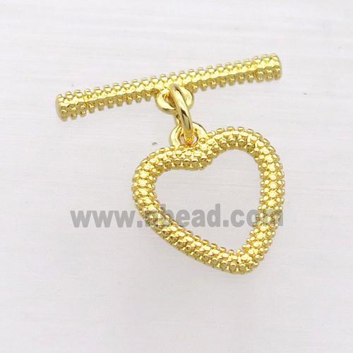 copper toggle clasp, heart, gold plated
