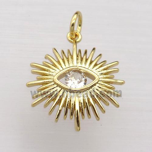 copper eye pendant pave zircon, gold plated
