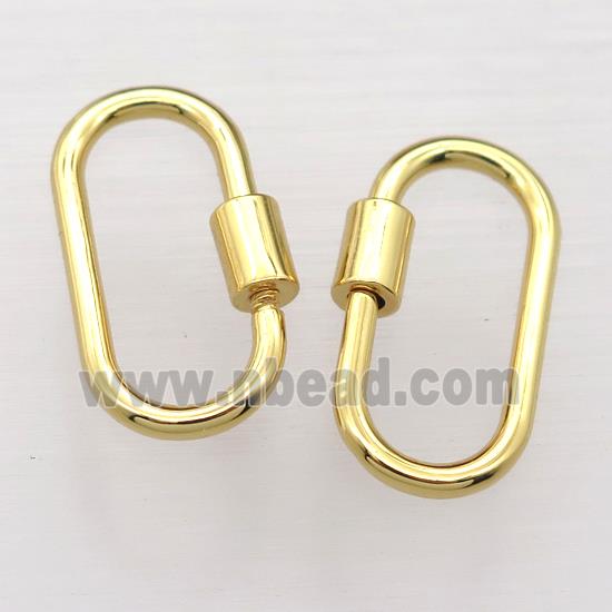 copper Carabiner Lock pendant, gold plated