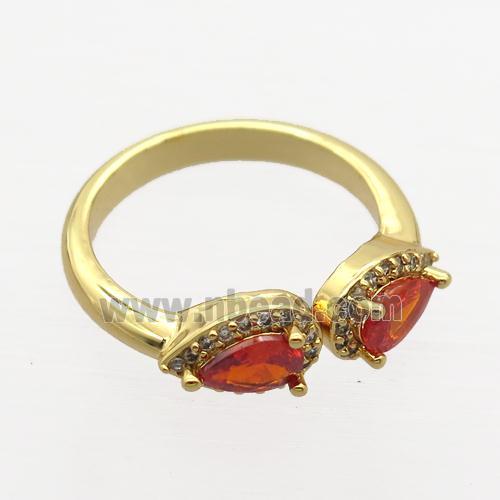 copper Rings pave zircon, gold plated
