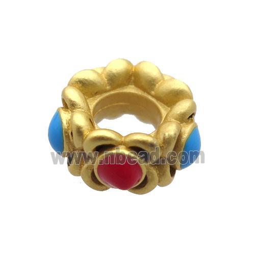 copper rondelle beads, enamel, unfade, duck gold