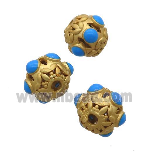 copper round beads with enamel, unfade, duck gold