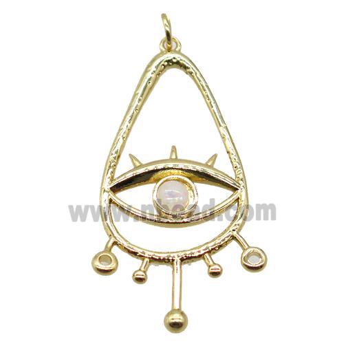copper teardrop pendant, eye, gold plated