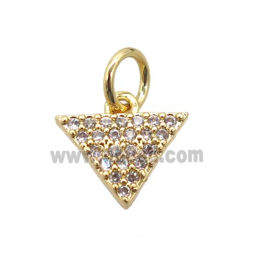 copper triangle pendant pave zircon, gold plated