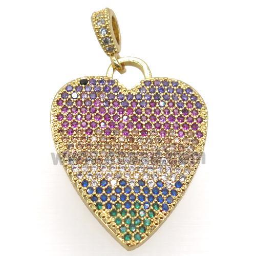 copper heart pendant pave zircon gold plated